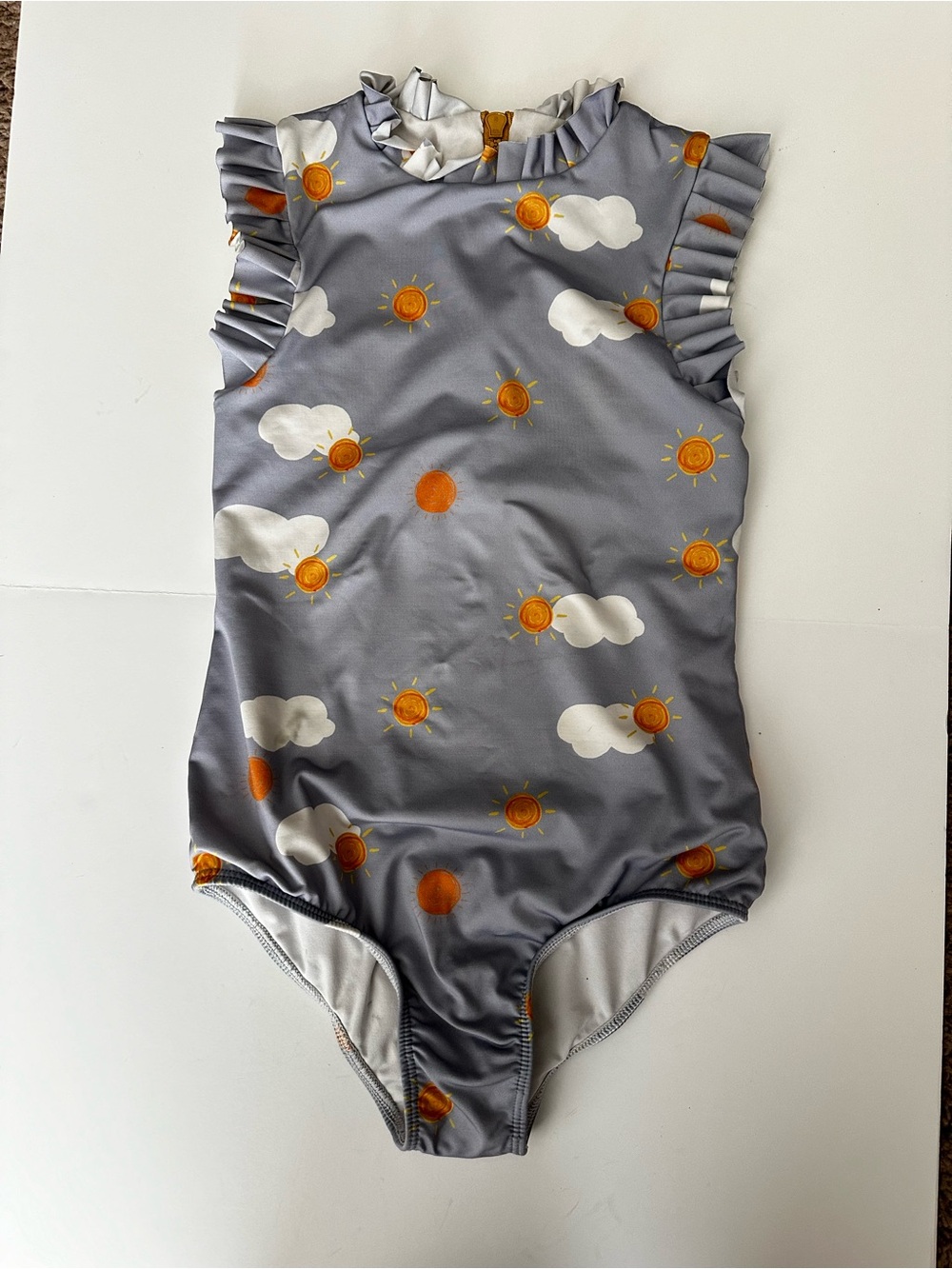 Pepita & Me Alisson Sunrise Grey One-Piece Swimsuit size 10 girls